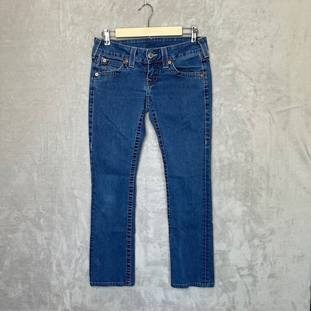 True Religion Jeans Blue Style# WB72076E4 Size 27 Low Riseโ Y2K Flap Pockets
